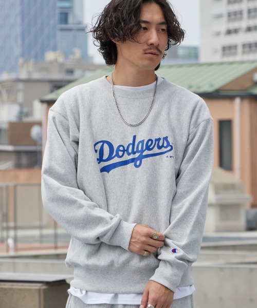 MLB（メジャーリーグベースボール）の「MLB/エムエルビー ×Champion/チャンピオン CREW NECK SHIRT VINTAGE ブランドロゴ スウェット トレーナー リバースウィーブ クルーネックスウェット サイドリブ ヴィンテージ メンズ アメカジ 2026秋服 秋服（スウェット・メンズ・ネイビー/グレー/ブルー・M/L/XL）」の15枚目の写真
