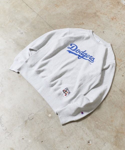 MLB（メジャーリーグベースボール）の「MLB/エムエルビー ×Champion/チャンピオン CREW NECK SHIRT VINTAGE ブランドロゴ スウェット トレーナー リバースウィーブ クルーネックスウェット サイドリブ ヴィンテージ メンズ アメカジ 2026秋服 秋服（スウェット・メンズ・ネイビー/グレー/ブルー・M/L/XL）」の5枚目の写真