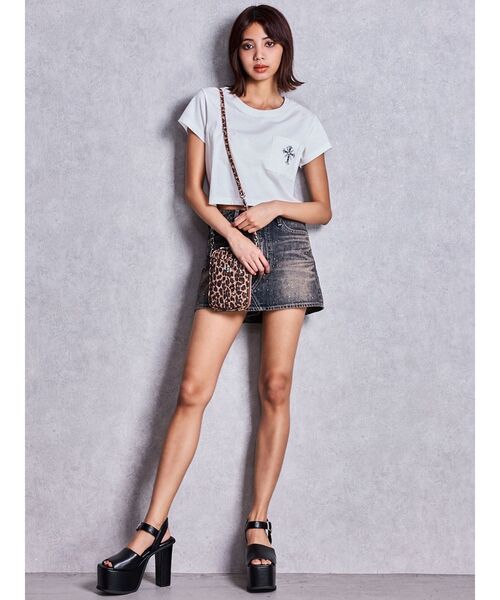 GYDA(ジェイダ)の「bijouデニムスカートライクショートパンツ(デニムスカート・レディース・ライトブルー/ダークネイビー・SMALL/X-SMALL/MEDIUM)」の16枚目の写真