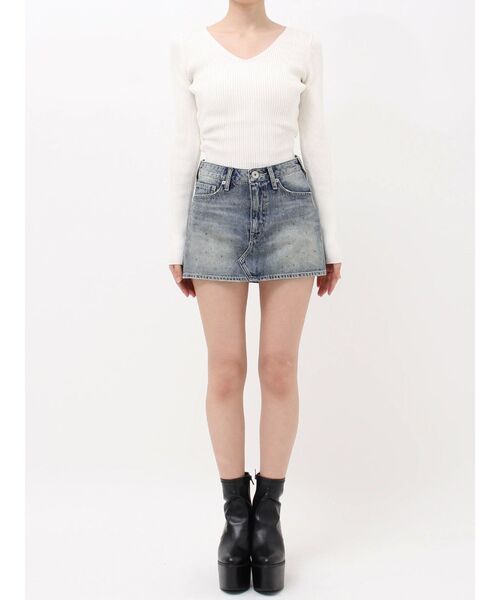 GYDA(ジェイダ)の「bijouデニムスカートライクショートパンツ(デニムスカート・レディース・ライトブルー/ダークネイビー・SMALL/X-SMALL/MEDIUM)」の14枚目の写真