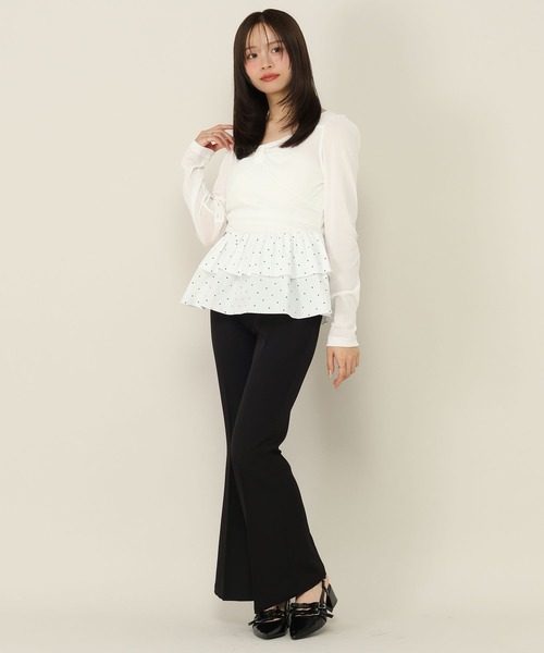 Heather(ヘザー)の「フリルヘムシアーベロアプルオーバー 1063928(Tシャツ/カットソー・レディース・ブラック/ブラウン/オフホワイト/ピンク・FREE)」の5枚目の写真