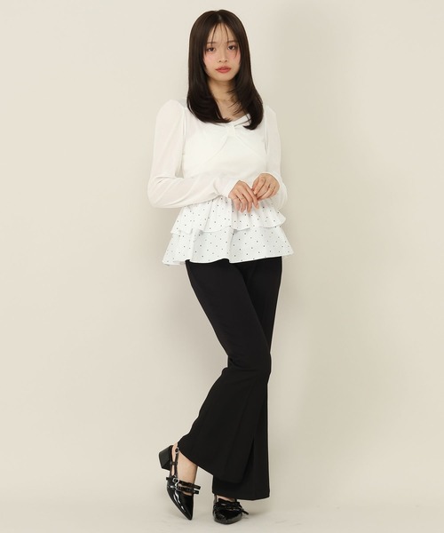 Heather(ヘザー)の「フリルヘムシアーベロアプルオーバー 1063928(Tシャツ/カットソー・レディース・ブラック/ブラウン/オフホワイト/ピンク・FREE)」の6枚目の写真