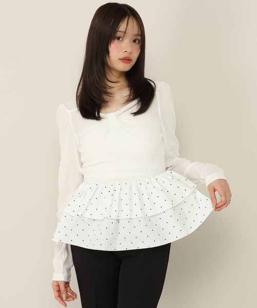 Heather(ヘザー)の「フリルヘムシアーベロアプルオーバー 1063928(Tシャツ/カットソー・レディース・ブラック/ブラウン/オフホワイト/ピンク・FREE)」の10枚目の写真