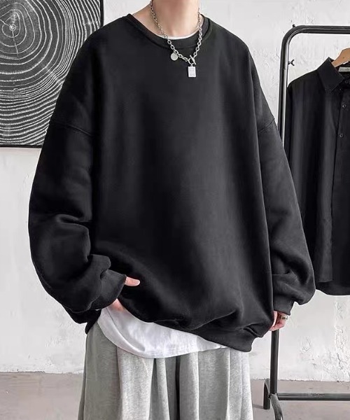 ampm(エーエムピーエム)の「ビッグシルエットクルーネックスウェット(スウェット・メンズ・ブラック/グレー・M/L/XL)」の5枚目の写真
