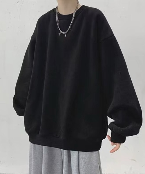 ampm(エーエムピーエム)の「ビッグシルエットクルーネックスウェット(スウェット・メンズ・ブラック/グレー・M/L/XL)」の4枚目の写真