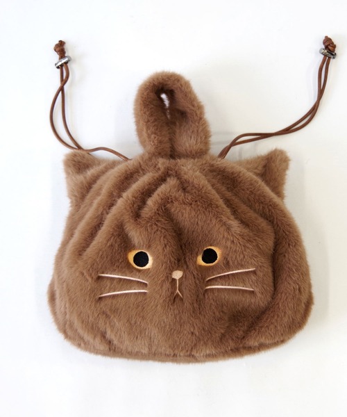WOVEN（ウーヴン）の「WOVEN (ウーヴン) / クリアトートバッグ CLEAR PVC TOTE  × エコファー ねこ フェイス 2WAY BAG 猫巾着 バッグ（ショルダーバッグ・レディース・ブラウン/グレー/ホワイト/ブラック・FREE）」の12枚目の写真