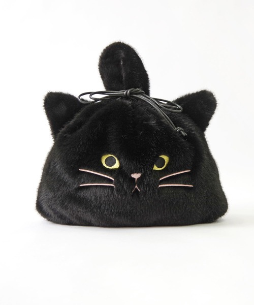 WOVEN（ウーヴン）の「WOVEN (ウーヴン) / クリアトートバッグ CLEAR PVC TOTE  × エコファー ねこ フェイス 2WAY BAG 猫巾着 バッグ（ショルダーバッグ・レディース・ブラウン/グレー/ホワイト/ブラック・FREE）」の14枚目の写真