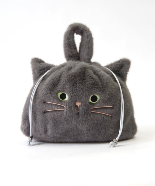 WOVEN（ウーヴン）の「WOVEN (ウーヴン) / クリアトートバッグ CLEAR PVC TOTE  × エコファー ねこ フェイス 2WAY BAG 猫巾着 バッグ（ショルダーバッグ・レディース・ブラウン/グレー/ホワイト/ブラック・FREE）」の18枚目の写真