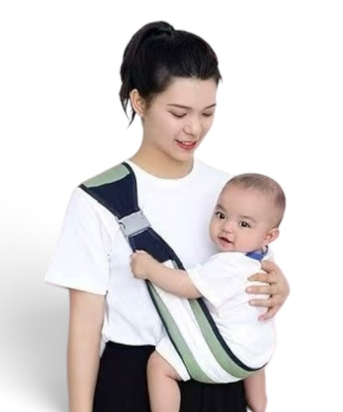 shopnikoniko(ショップニコニコ)の「ベビースリング 抱っこ紐 メッシュ コンパクト 軽量 2way 通気性 洗える 赤ちゃん 出産祝い ギフト スリング(抱っこ紐/ベルトカバー/スリング・レディース・ブラック/グリーン・フリー)」の4枚目の写真
