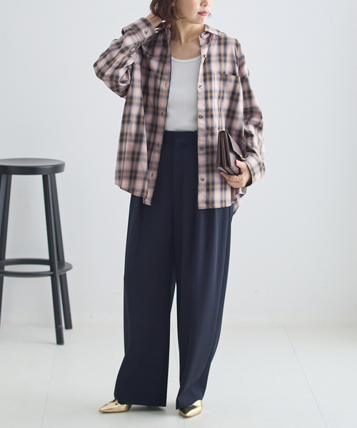 journal standard L'essage(ジャーナルスタンダードレサージュ)の「DEVEAUX/ネルチェック 2WAYシャツ(シャツ/ブラウス・レディース・ブラウン/ピンク・FREE)」の5枚目の写真