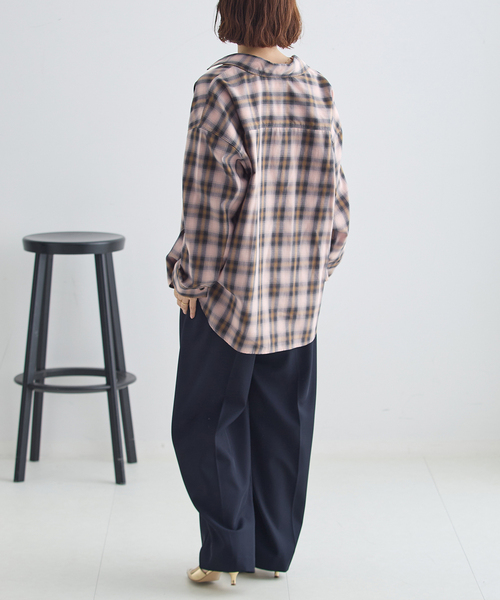 journal standard L'essage(ジャーナルスタンダードレサージュ)の「DEVEAUX/ネルチェック 2WAYシャツ(シャツ/ブラウス・レディース・ブラウン/ピンク・FREE)」の6枚目の写真