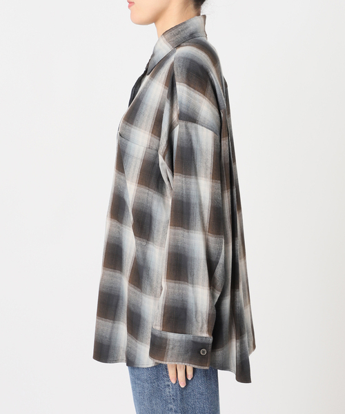journal standard L'essage(ジャーナルスタンダードレサージュ)の「DEVEAUX/ネルチェック 2WAYシャツ(シャツ/ブラウス・レディース・ブラウン/ピンク・FREE)」の9枚目の写真
