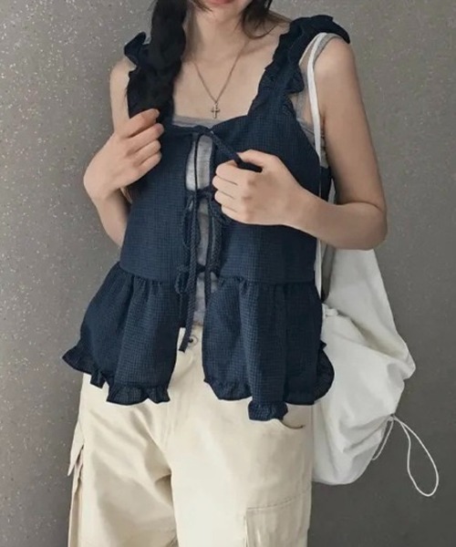 SHOUYO（ショウヨウ）の「フレア切替タンクトップ（タンクトップ・レディース・ネイビー/ブラック・M）」の6枚目の写真