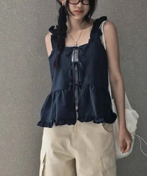 SHOUYO（ショウヨウ）の「フレア切替タンクトップ（タンクトップ・レディース・ネイビー/ブラック・M）」の8枚目の写真