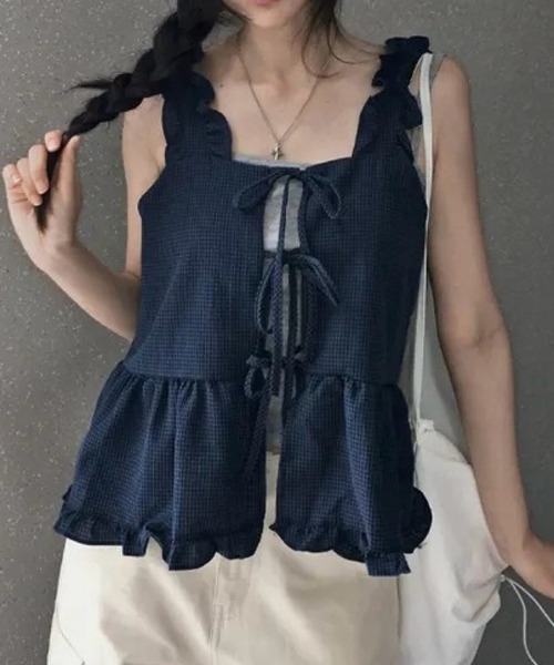 SHOUYO（ショウヨウ）の「フレア切替タンクトップ（タンクトップ・レディース・ネイビー/ブラック・M）」の9枚目の写真