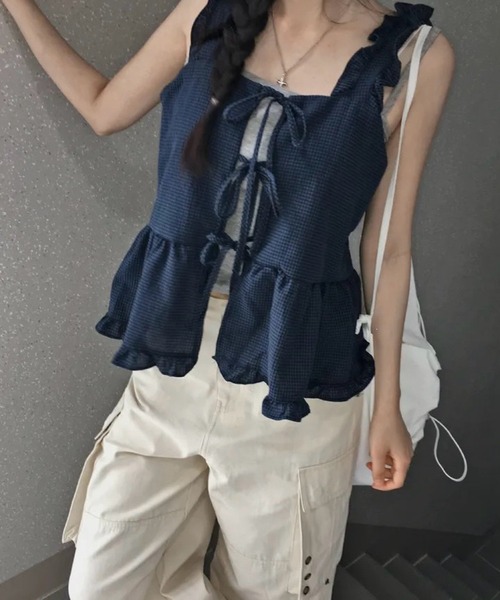 SHOUYO（ショウヨウ）の「フレア切替タンクトップ（タンクトップ・レディース・ネイビー/ブラック・M）」の10枚目の写真