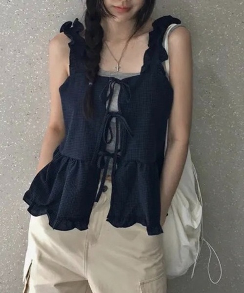 SHOUYO（ショウヨウ）の「フレア切替タンクトップ（タンクトップ・レディース・ネイビー/ブラック・M）」の14枚目の写真