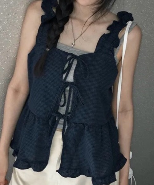 SHOUYO（ショウヨウ）の「フレア切替タンクトップ（タンクトップ・レディース・ネイビー/ブラック・M）」の15枚目の写真