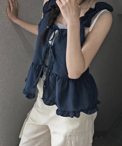 SHOUYO（ショウヨウ）の「フレア切替タンクトップ（タンクトップ・レディース・ネイビー/ブラック・M）」の17枚目の写真