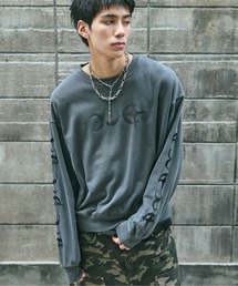 TRIBALMOON PULLOVER CREW SWEAT / トライバルムーン 袖刺繍 フロントプリント プルオーバー クルースウェット メンズ レディース ユニセックス