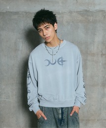 TRIBALMOON PULLOVER CREW SWEAT / トライバルムーン 袖刺繍 フロントプリント プルオーバー クルースウェット メンズ レディース ユニセックス