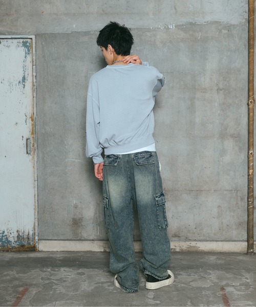 ILL'S(イルズ)の「TRIBALMOON PULLOVER CREW SWEAT / トライバルムーン 袖刺繍 フロントプリント プルオーバー クルースウェット メンズ レディース ユニセックス(スウェット・メンズ・グレー/スカイブルー/チャコールグレー・L/M)」の12枚目の写真