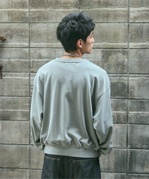 ILL'S(イルズ)の「TRIBALMOON PULLOVER CREW SWEAT / トライバルムーン 袖刺繍 フロントプリント プルオーバー クルースウェット メンズ レディース ユニセックス(スウェット・メンズ・グレー/スカイブルー/チャコールグレー・L/M)」の15枚目の写真