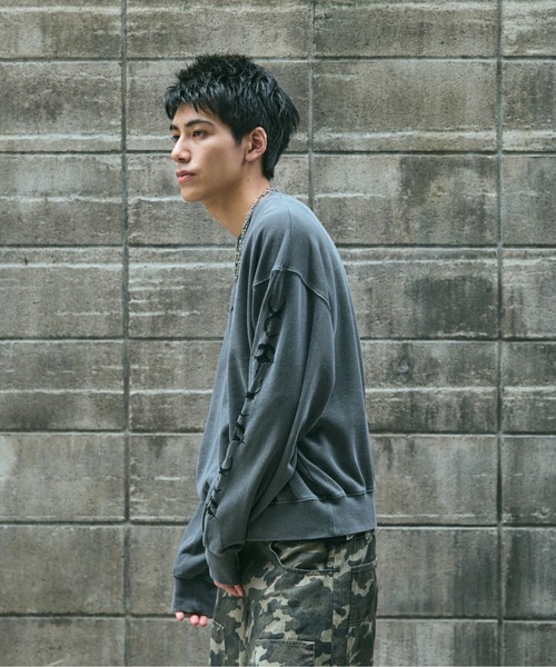 ILL'S(イルズ)の「TRIBALMOON PULLOVER CREW SWEAT / トライバルムーン 袖刺繍 フロントプリント プルオーバー クルースウェット メンズ レディース ユニセックス(スウェット・メンズ・グレー/スカイブルー/チャコールグレー・L/M)」の22枚目の写真