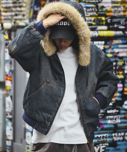 FREAK'S STORE（フリークスストア）の「【ファー脱着可能】2way フェイクファー ジップアップ 中綿 フードブルゾン/ジップパーカー（ブルゾン・メンズ・ブラック/ブラウン/サックスブルー・SMALL/MEDIUM/LARGE）」の7枚目の写真
