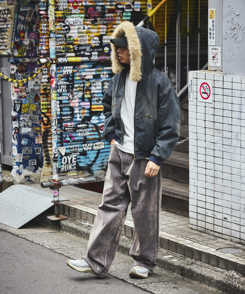 FREAK'S STORE（フリークスストア）の「【ファー脱着可能】2way フェイクファー ジップアップ 中綿 フードブルゾン/ジップパーカー（ブルゾン・メンズ・ブラック/ブラウン/サックスブルー・SMALL/MEDIUM/LARGE）」の9枚目の写真