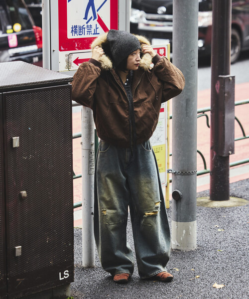 FREAK'S STORE（フリークスストア）の「【ファー脱着可能】2way フェイクファー ジップアップ 中綿 フードブルゾン/ジップパーカー（ブルゾン・メンズ・ブラック/ブラウン/サックスブルー・SMALL/MEDIUM/LARGE）」の15枚目の写真