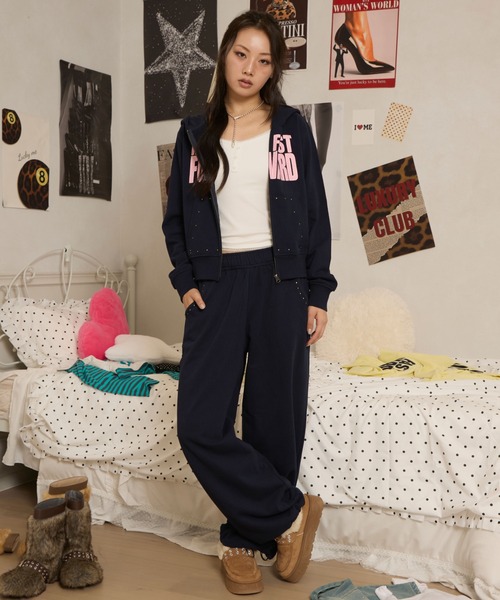sedacle girl（セダクルガール）の「ラインストーンロゴパーカー（パーカー・レディース・レモンイエロー/ライトブルー/グレー/ネイビー・MEDIUM/SMALL）」の18枚目の写真