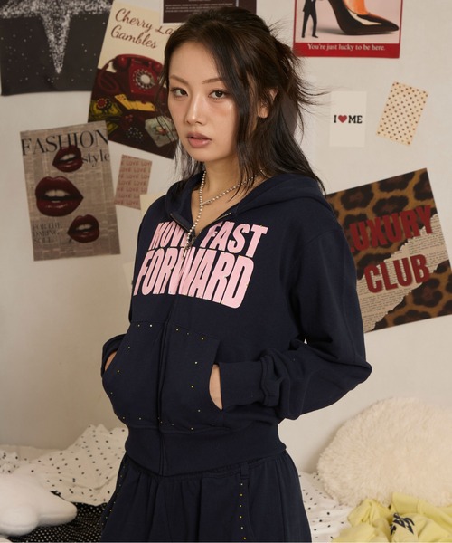 sedacle girl（セダクルガール）の「ラインストーンロゴパーカー（パーカー・レディース・レモンイエロー/ライトブルー/グレー/ネイビー・MEDIUM/SMALL）」の15枚目の写真