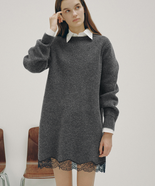 Spick & Span(スピックアンドスパン)の「《一部店舗+WEB限定》Half Cardigan Knit Dress(ワンピース・レディース・チャコールグレー/ネイビー・FREE)」の1枚目の写真
