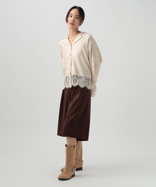 BAYFLOW(ベイフロー)の「レースコンビロングスリーブシャツ(シャツ/ブラウス・レディース・オフホワイト/ブラウン/テラコッタ・FREE)」の5枚目の写真
