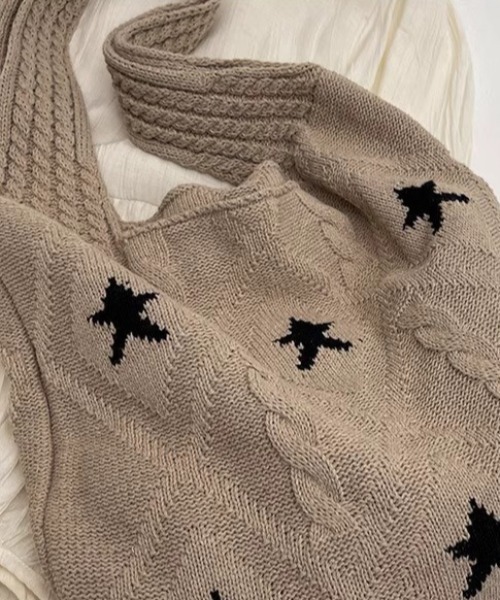 SHEPP(シープ)の「【26年秋冬新作】スター刺繍 ケーブルニット トートバッグ(トートバッグ・レディース・ブルー/ベージュ/ネイビー/ブラウン/アイボリー・F)」の17枚目の写真