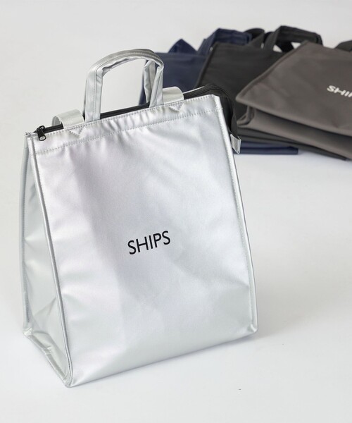 SHIPS(シップス)の「【WEB限定】ショッパー型 保冷ランチバッグ L(トートバッグ・メンズ・ブラック/シルバー/ネイビー/チャコールグレー・ONE SIZE)」の4枚目の写真