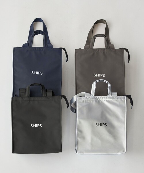 SHIPS(シップス)の「【WEB限定】ショッパー型 保冷ランチバッグ L(トートバッグ・メンズ・ブラック/シルバー/ネイビー/チャコールグレー・ONE SIZE)」の6枚目の写真