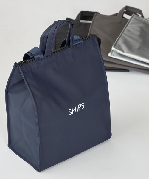 SHIPS(シップス)の「【WEB限定】ショッパー型 保冷ランチバッグ L(トートバッグ・メンズ・ブラック/シルバー/ネイビー/チャコールグレー・ONE SIZE)」の7枚目の写真