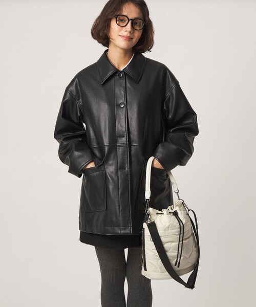 green label relaxing(グリーンレーベルリラクシング)の「【WEB限定】<PARTE>キルティング ドロストバッグ / ショルダーバッグ はっ水(ショルダーバッグ・レディース・ブラック/オフホワイト/モカ/オリーブ・FREE)」の5枚目の写真