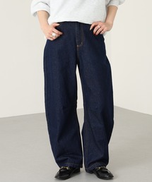 12oz ウォッシュ加工ハイウエストカーブデニムパンツ