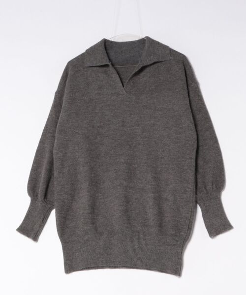 BY THE BAY（バイザベイ）の「【一枚で決まる・体型カバー】スキッパーカラーニットワンピース／3色展開｜ブラック グレー レッド 長袖 ゆったりシルエット 秋冬 大人カジュアル きれいめ（ワンピース・レディース・レッド/グレー/ブラック・FREE）」の10枚目の写真