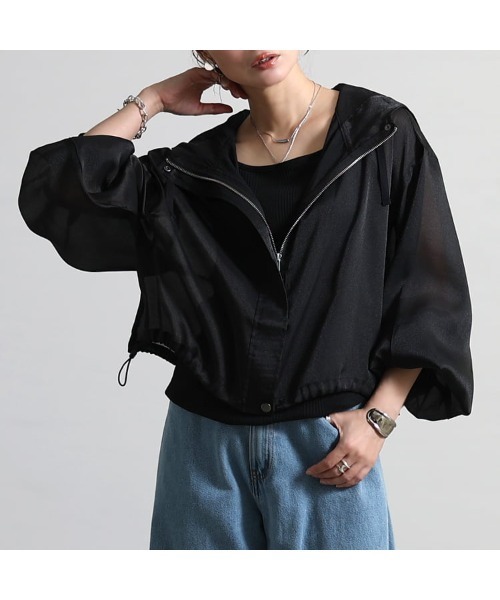 GOLDJAPAN(ゴールドジャパン)の「裾ドロストZIPシアーパーカー&キャミワンピース2点セット【大きいサイズ対応】(ワンピース・レディース・ブラック・LL~3L/4L~5L)」の9枚目の写真