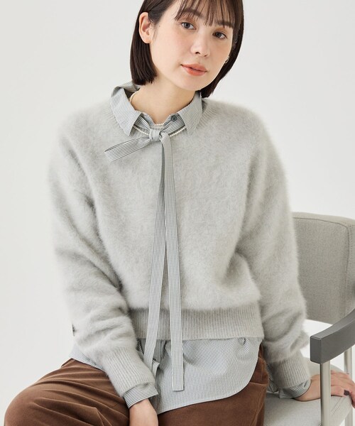 INDIVI（インディヴィ）の「【フォックス＆カシミヤ】軽くて暖かいプレミアム ヘアリーニット（ニット/セーター・レディース・ブラウン系/ネイビー/ライトグレー・13/38/05）」の5枚目の写真