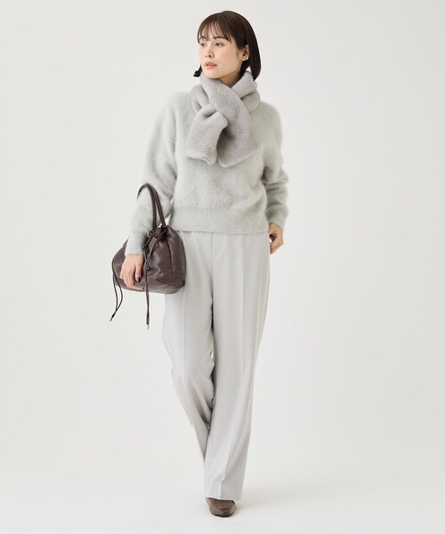 INDIVI（インディヴィ）の「【フォックス＆カシミヤ】軽くて暖かいプレミアム ヘアリーニット（ニット/セーター・レディース・ブラウン系/ネイビー/ライトグレー・13/38/05）」の7枚目の写真