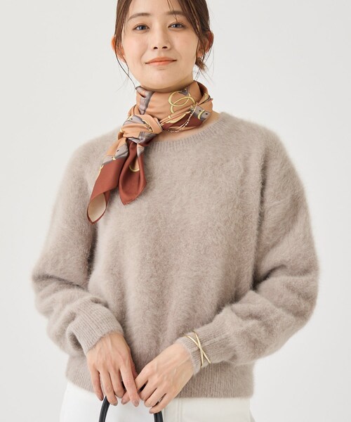 INDIVI（インディヴィ）の「【フォックス＆カシミヤ】軽くて暖かいプレミアム ヘアリーニット（ニット/セーター・レディース・ブラウン系/ネイビー/ライトグレー・13/38/05）」の9枚目の写真