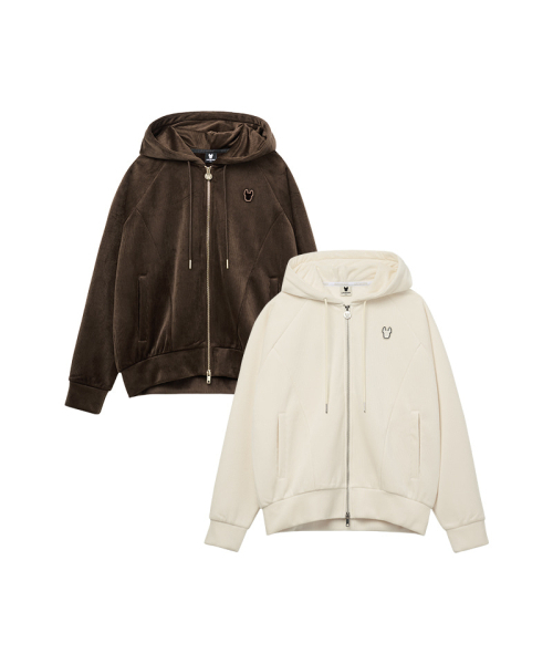 LIFE WORK(ライフワーク)の「レディース ベロアラドックコーデュロイフードジップアップ(パーカー・レディース・ブラウン/アイボリー・FREE)」の3枚目の写真