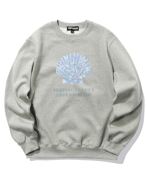 TRIPSHION(トリップション)の「A ブルー Shell Graphic クルーネック - 9カラー(スウェット・レディース・ホワイト/ブラック/ベージュ/ブラウン/グレー/オレンジ/ブルー/グリーン/アイボリー・MEDIUM/LARGE/X-LARGE)」の4枚目の写真