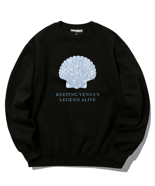 TRIPSHION(トリップション)の「A ブルー Shell Graphic クルーネック - 9カラー(スウェット・レディース・ホワイト/ブラック/ベージュ/ブラウン/グレー/オレンジ/ブルー/グリーン/アイボリー・MEDIUM/LARGE/X-LARGE)」の3枚目の写真