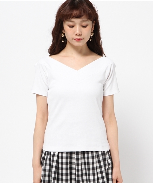 31 Sons de mode（トランテアン　ソン　ドゥ　モード）の「テレコＶネックプルオーバー（Tシャツ/カットソー・レディース・ピンク/オフホワイト/ブラック/サックスブルー/ライトグレー・36）」の6枚目の写真